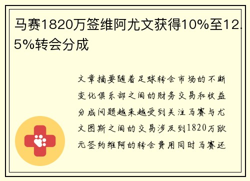马赛1820万签维阿尤文获得10%至12.5%转会分成